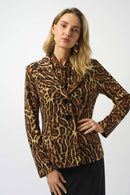 Animal Print Fitted Blazer - Black/brown