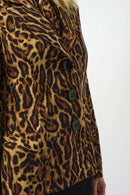 Animal Print Fitted Blazer - Black/brown