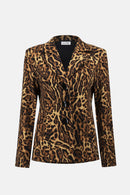 Animal Print Fitted Blazer - Black/brown