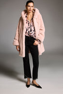 Satin Animal Print Draped Top - Pink/black