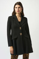 Scuba Crepe Fit and Flare Coat - Black