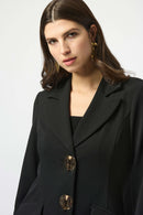 Scuba Crepe Fit and Flare Coat - Black