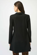Scuba Crepe Fit and Flare Coat - Black