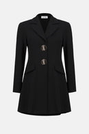 Scuba Crepe Fit and Flare Coat - Black