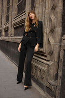 Scuba Crepe Wide-Leg Trousers - Black