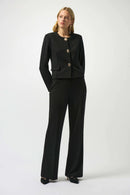 Scuba Crepe Wide-Leg Trousers - Black