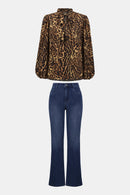 Georgette Animal Print Top - Black/brown