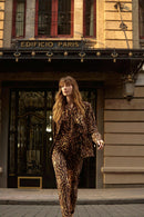 Georgette Animal Print Top - Black/brown