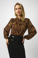 Georgette Animal Print Top - Black/brown