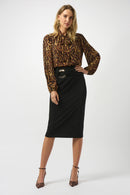 Georgette Animal Print Top - Black/brown