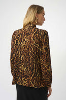 Georgette Animal Print Top - Black/brown