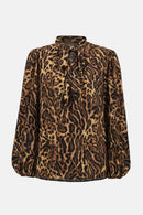 Georgette Animal Print Top - Black/brown