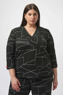 Jacquard Abstract Boxy Top - Black/off White