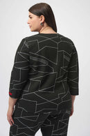 Jacquard Abstract Boxy Top - Black/off White