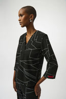 Jacquard Abstract Boxy Top - Black/off White