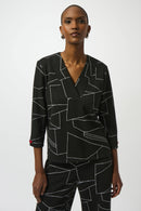 Jacquard Abstract Boxy Top - Black/off White