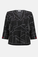 Jacquard Abstract Boxy Top - Black/off White