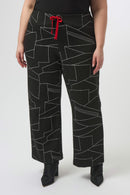 Abstract Print WideLeg Trouser - Black/off White