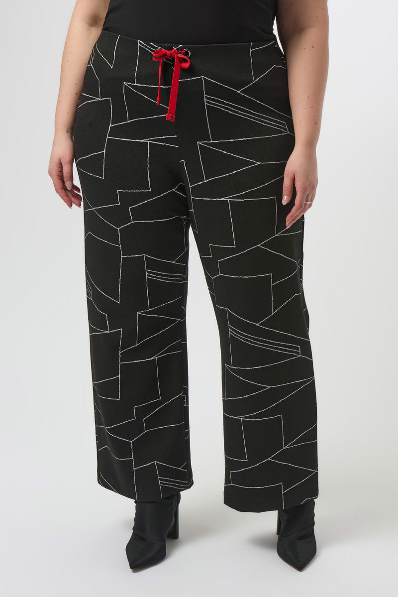 Abstract Print WideLeg Trouser - Black/off White