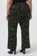 Abstract Print WideLeg Trouser - Black/off White
