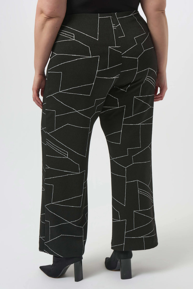 Abstract Print WideLeg Trouser - Black/off White