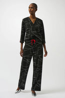 Abstract Print WideLeg Trouser - Black/off White