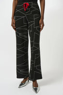 Abstract Print WideLeg Trouser - Black/off White