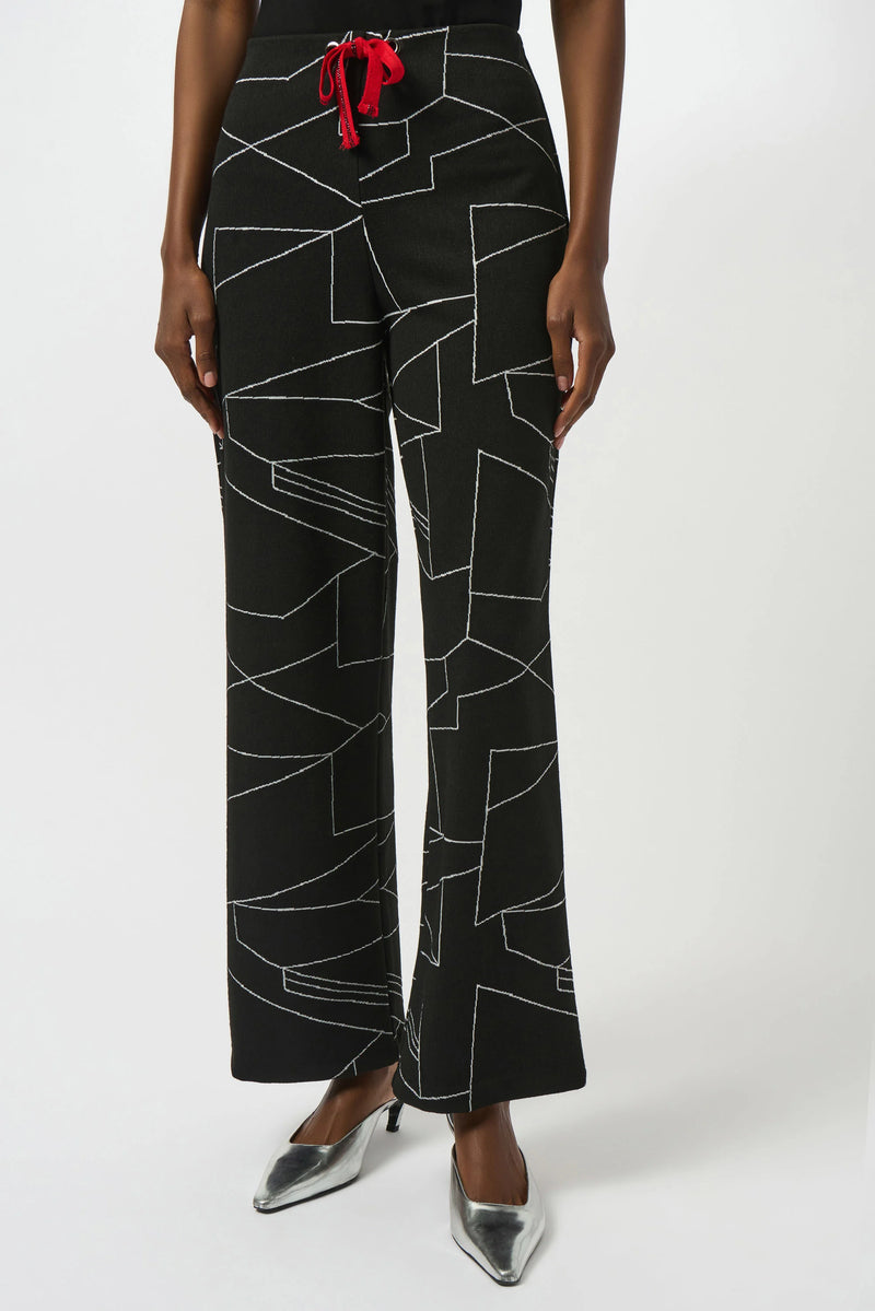 Abstract Print WideLeg Trouser - Black/off White
