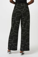 Abstract Print WideLeg Trouser - Black/off White
