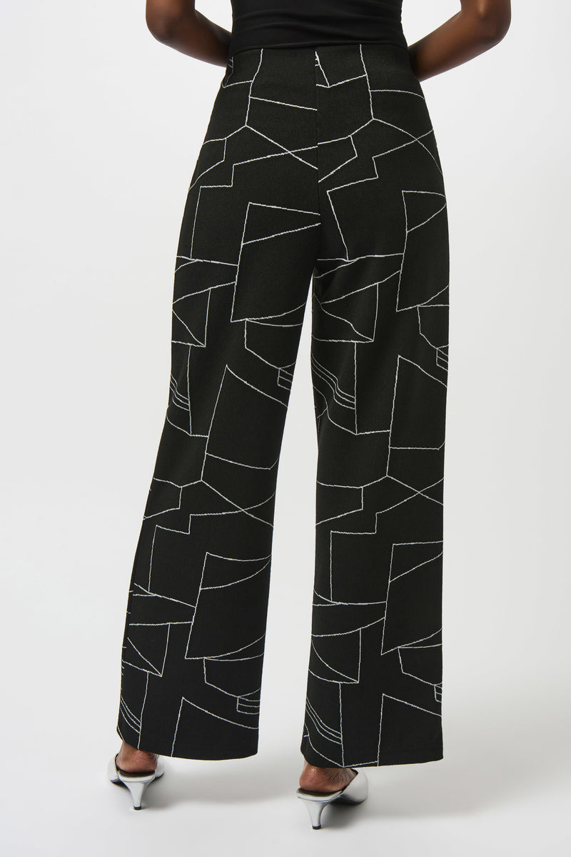 Abstract Print WideLeg Trouser - Black/off White