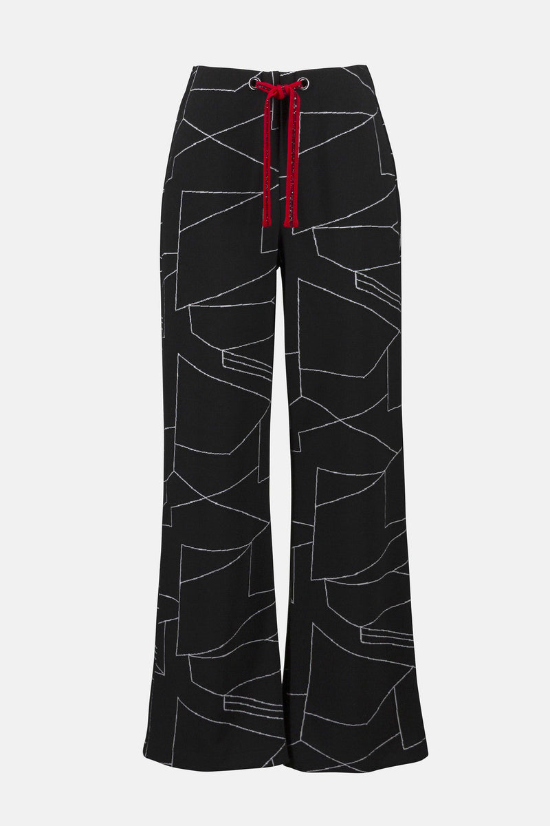 Abstract Print WideLeg Trouser - Black/off White