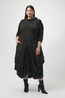 Bubble Jacquard Cocoon Dress - Black