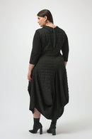 Bubble Jacquard Cocoon Dress - Black