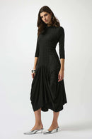 Bubble Jacquard Cocoon Dress - Black