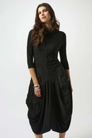 Bubble Jacquard Cocoon Dress - Black