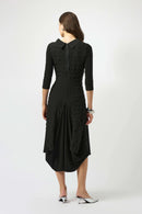 Bubble Jacquard Cocoon Dress - Black