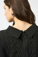 Bubble Jacquard Cocoon Dress - Black