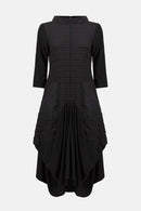 Bubble Jacquard Cocoon Dress - Black