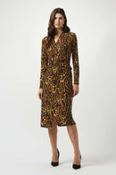 Animal Print Wrap Dress - Black/brown
