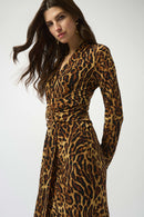 Animal Print Wrap Dress - Black/brown