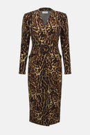 Animal Print Wrap Dress - Black/brown
