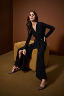 Moss Crepe Wide-Leg Jumpsuit - Black