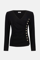 Fitted Wrap Top - Black