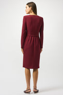 Scuba Crepe Belted Dress - Merlot