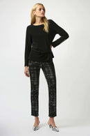 Jacquard Plaid Print Trou - Black/off White