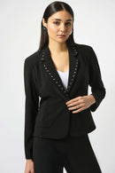 Silky Knit Fitted Blazer - Black