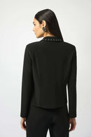 Silky Knit Fitted Blazer - Black