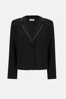 Silky Knit Fitted Blazer - Black