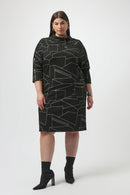 Jacquard Abstract Print Dress - Black/off White