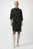Jacquard Abstract Print Dress - Black/off White